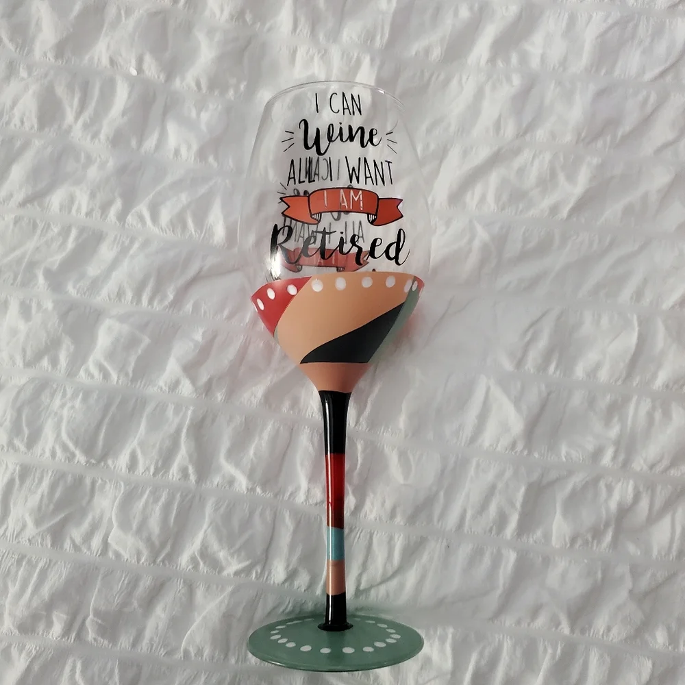 Retirement Wine Glass Gift Box - Green and Red